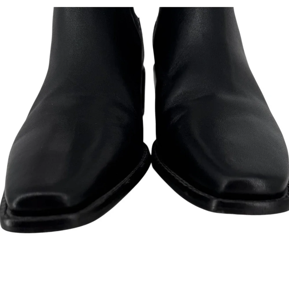 Tory Burch Womens Black Leather Square Toe Chelsea Ankle Boots 143257 Size 6.5M
